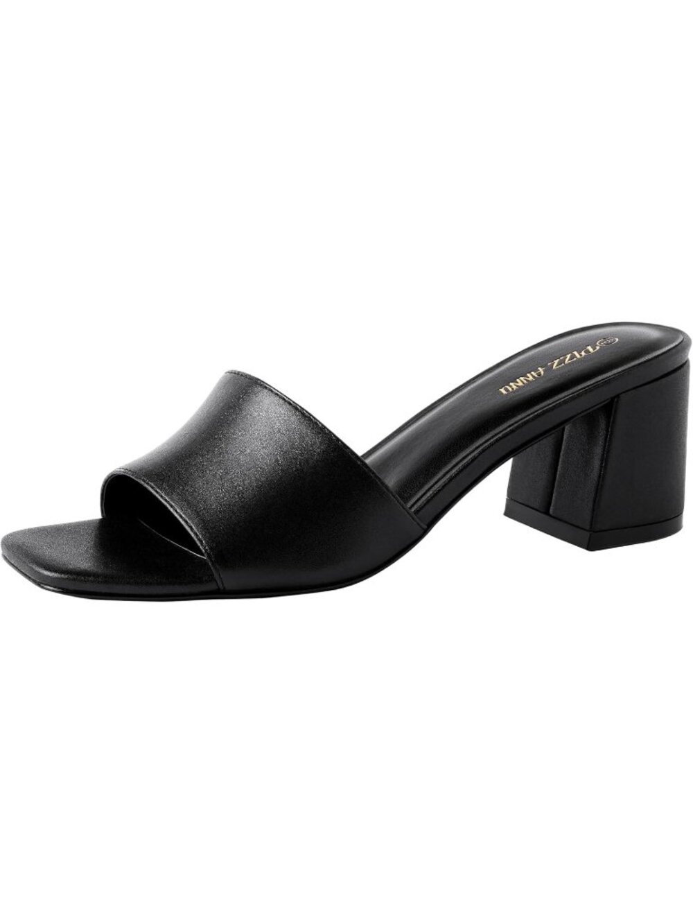 Women's Black Square Open Toe Heels Sandals Low Block Chunky Heeled Sandal
